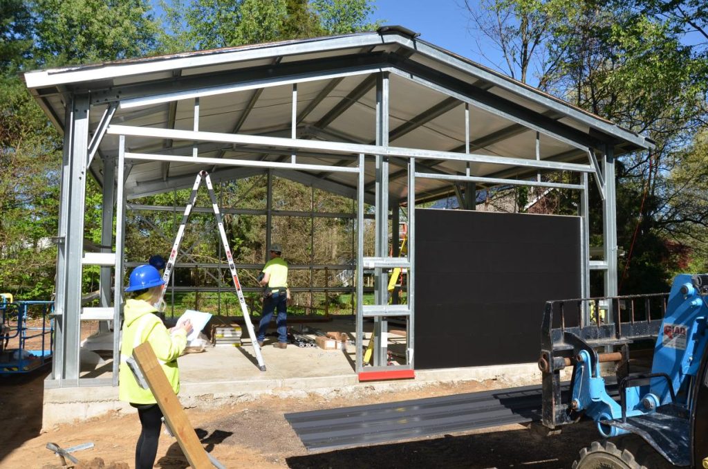 exterior construction view with garage door
